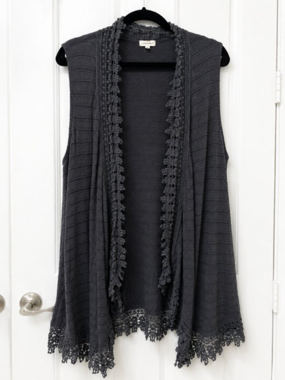 Eyeshadow 18/20W Charcoal Lace Crochet Tunic Top Plus Size Boho Gothic